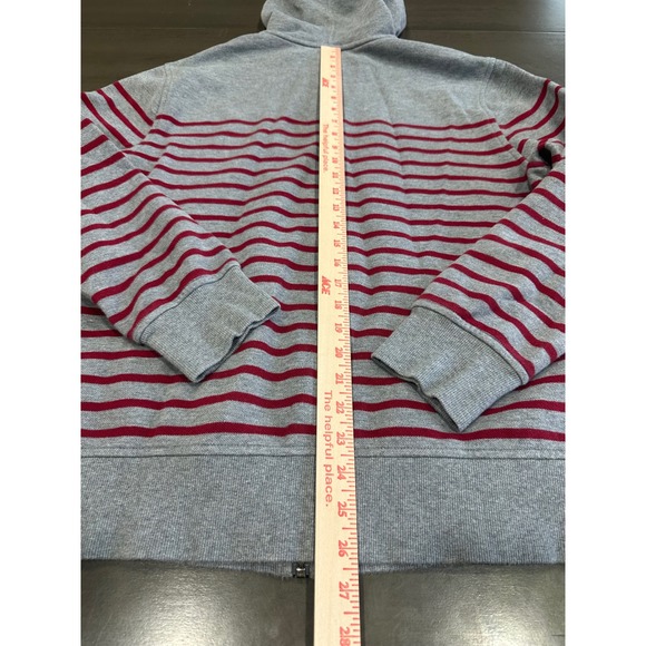 Brooks Brothers 1818 Mens Large Grey Red Striped Full Zip Hoodie Sweatshirt - Picture 6 of 8